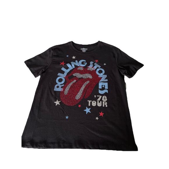 NWT Rolling Stones Embellished T-Shirt /Women's 4/6 Small Black Cotton Blend - Picture 4 of 8
